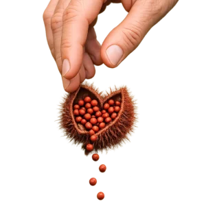 El achiote, conocido por sus semillas rojizas y aromáticas